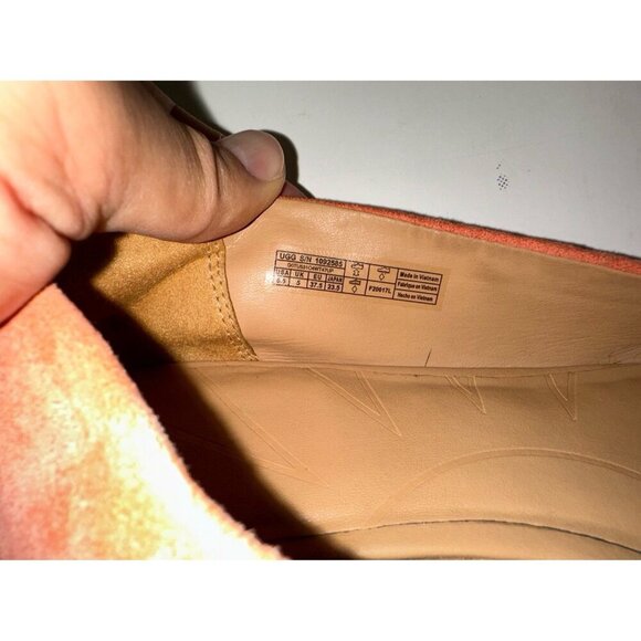 UGG Thea Poppy 'Vibrant Coral' Suede Slip On Flats Loafers Shoes Size 6.5 - Picture 11 of 11